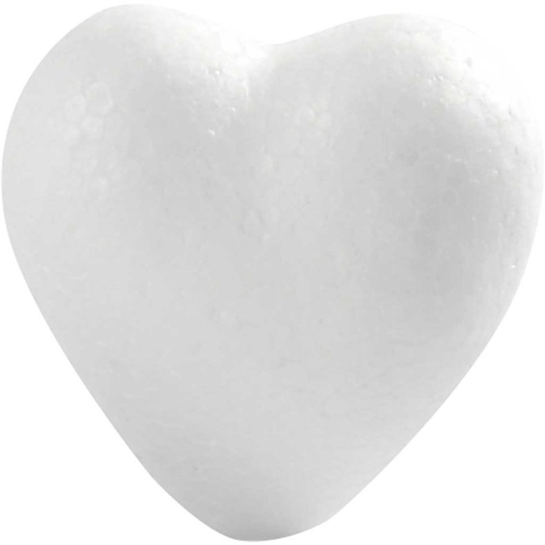 Hjerte, H: 6 cm, D: 3 cm, B: 6 cm, hvid, 50 stk./ 1 pk.