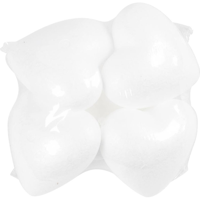 Hjerte, H: 8 cm, D: 4,5 cm, B: 8 cm, hvid, 5 stk./ 1 pk.