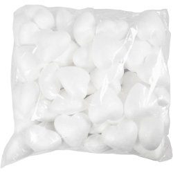 Hjerte, H: 8 cm, D: 4,5 cm, B: 8 cm, hvid, 50 stk./ 1 pk.