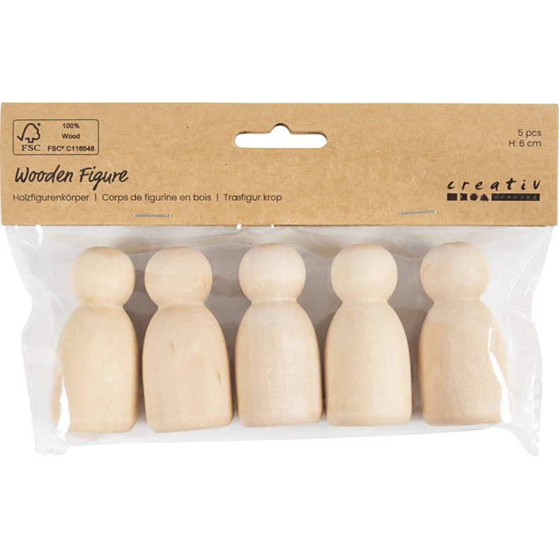 Tr&aelig;figur krop, Oval, H: 6 cm, 5 stk./ 1 pk.