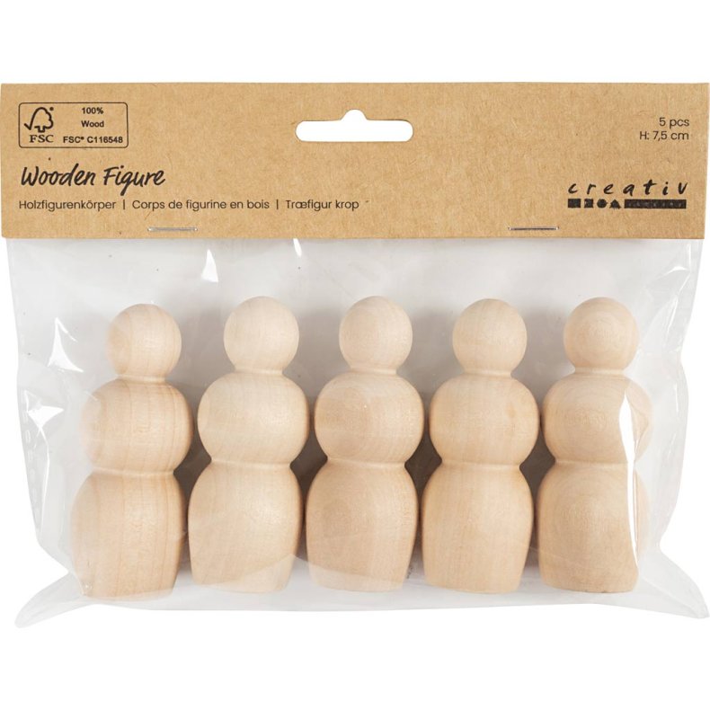 Tr&aelig;figur krop, Timeglasform, H: 7,5 cm, 5 stk./ 1 pk.