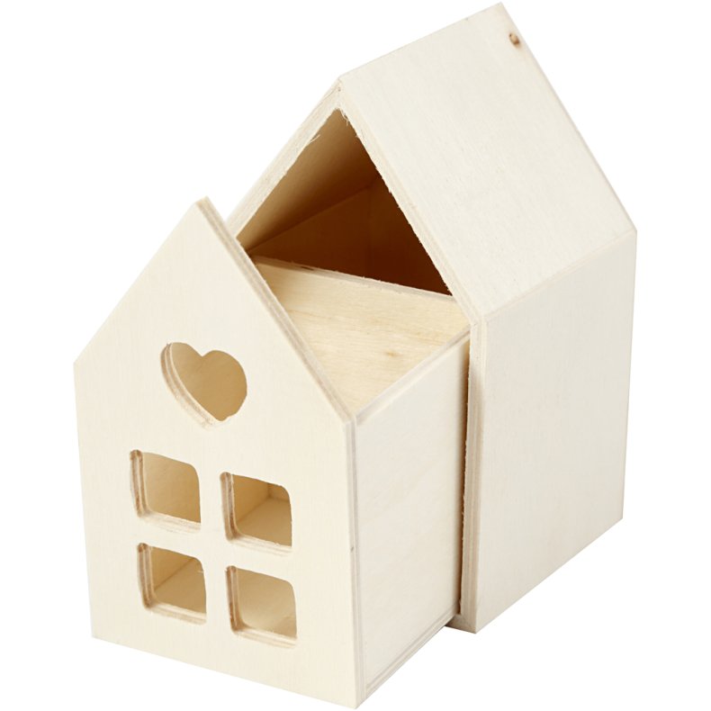 Hus med skuffe, H: 10,8 cm, D: 6,8 cm, B: 6,8 cm, 1 stk.