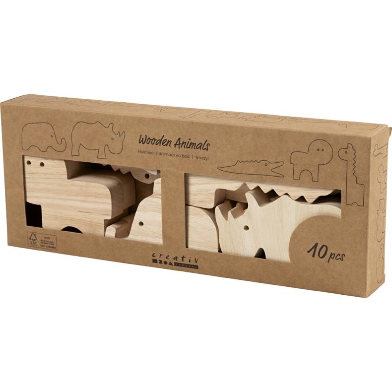 Tr&aelig;dyr, Safari, H: 3-14,5 cm, tykkelse 2 cm, 10 stk./ 1 pk.