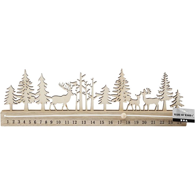 Julekalender nedt&aelig;lling, H: 12 cm, L: 40 cm, B: 3,6 cm, 1 stk.