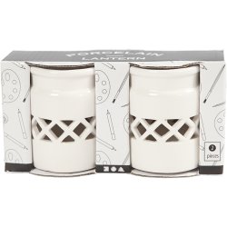 Lanterne, H: 8 cm, diam. 6,2 cm, hvid, 2 stk./ 1 pk.