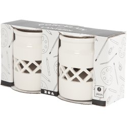 Lanterne, H: 8 cm, diam. 6,2 cm, hvid, 2 stk./ 1 pk.