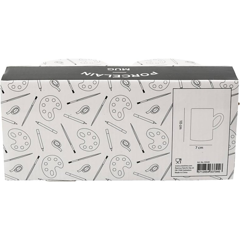 Krus, H: 10 cm, diam. 7,4 cm, hvid, 2 stk./ 1 pk.