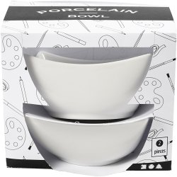 Sk&aring;l, H: 4,5 cm, diam. 10 cm, hvid, 2 stk./ 1 pk.