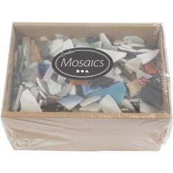 Mosaik, str. 8-20 mm, tykkelse 2-3 mm, Indhold kan variere, ass. farver, 2 kg/ 1 pk.