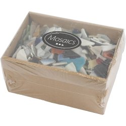 Mosaik, str. 8-20 mm, tykkelse 2-3 mm, Indhold kan variere, ass. farver, 2 kg/ 1 pk.