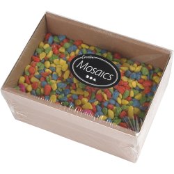 Mosaiksten, str. 8-10 mm, tykkelse 5 mm, st&aelig;rke farver, 2 kg/ 1 pk.