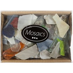 Mosaik, str. 15-60 mm, tykkelse 5 mm, Indhold kan variere, ass. farver, 2 kg/ 1 pk.