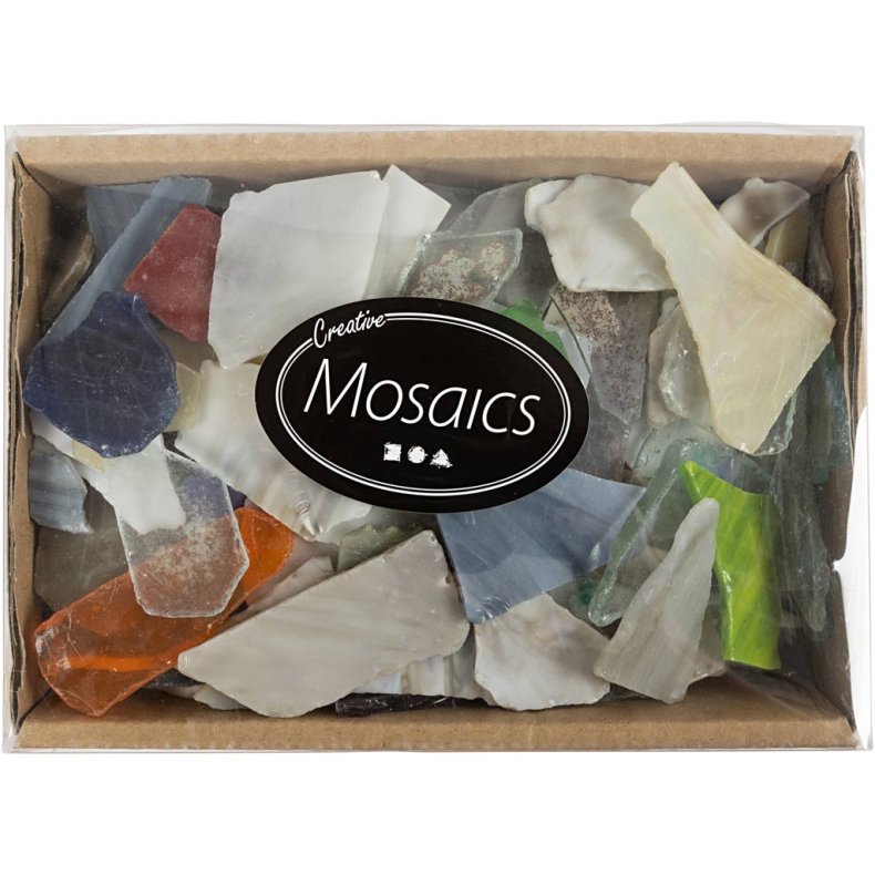Mosaik, str. 15-60 mm, tykkelse 5 mm, Indhold kan variere, ass. farver, 2 kg/ 1 pk.