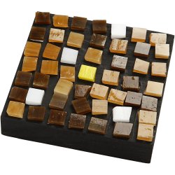 Glasmosaik, str. 10x10 mm, tykkelse 3 mm, ca. 700 stk., 454 g/ 1 pk.