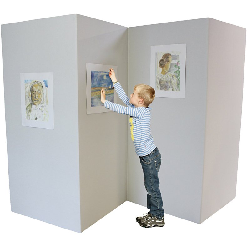 Udstillingsv&aelig;gge, H: 190 cm, B: 4x90 cm, tykkelse 4 mm, 3 stk./ 1 pk.