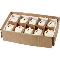 Sparegris, H: 8 cm, B: 8,5 cm, r&aring;hvid, 10 stk./ 1 pk.