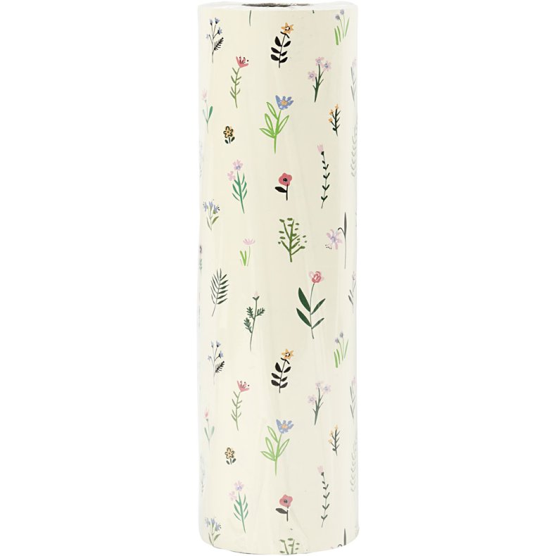Gavepapir, Blomster, B: 50 cm, 80 g, 100 m/ 1 rl.