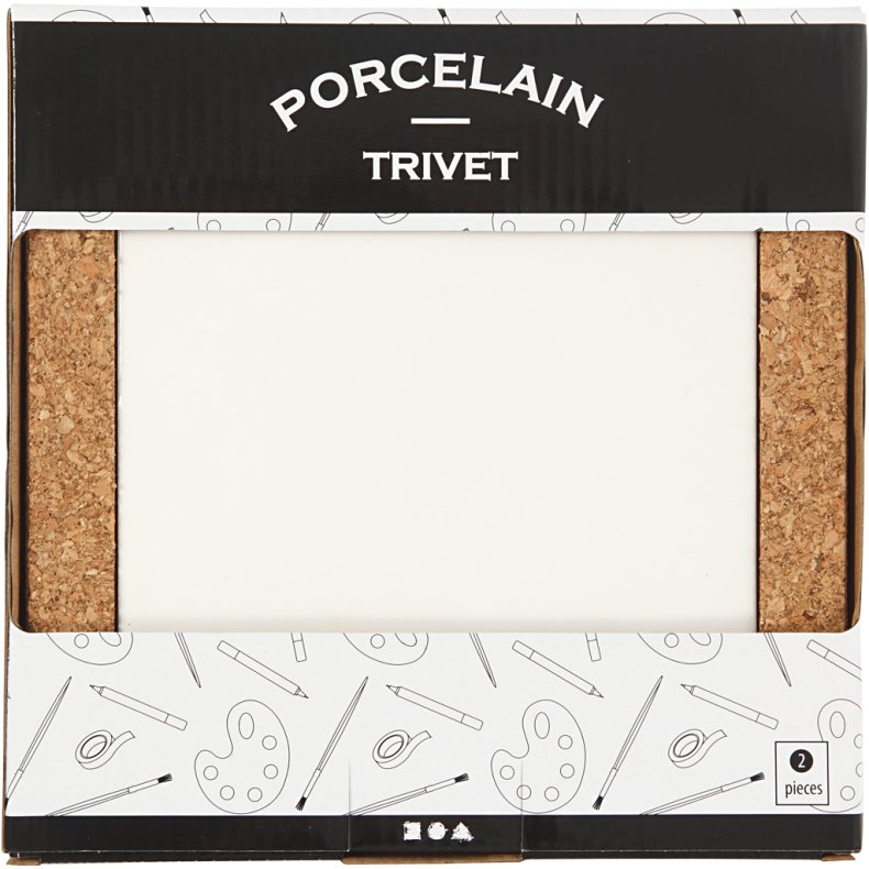 Bordsk&aring;ner med korkramme, str. 15,5x15,5x1 cm, hvid, 2 stk./ 1 pk.