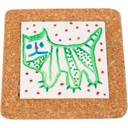 Bordsk&aring;ner med korkramme, str. 15,5x15,5x1 cm, hvid, 10 stk./ 1 pk.