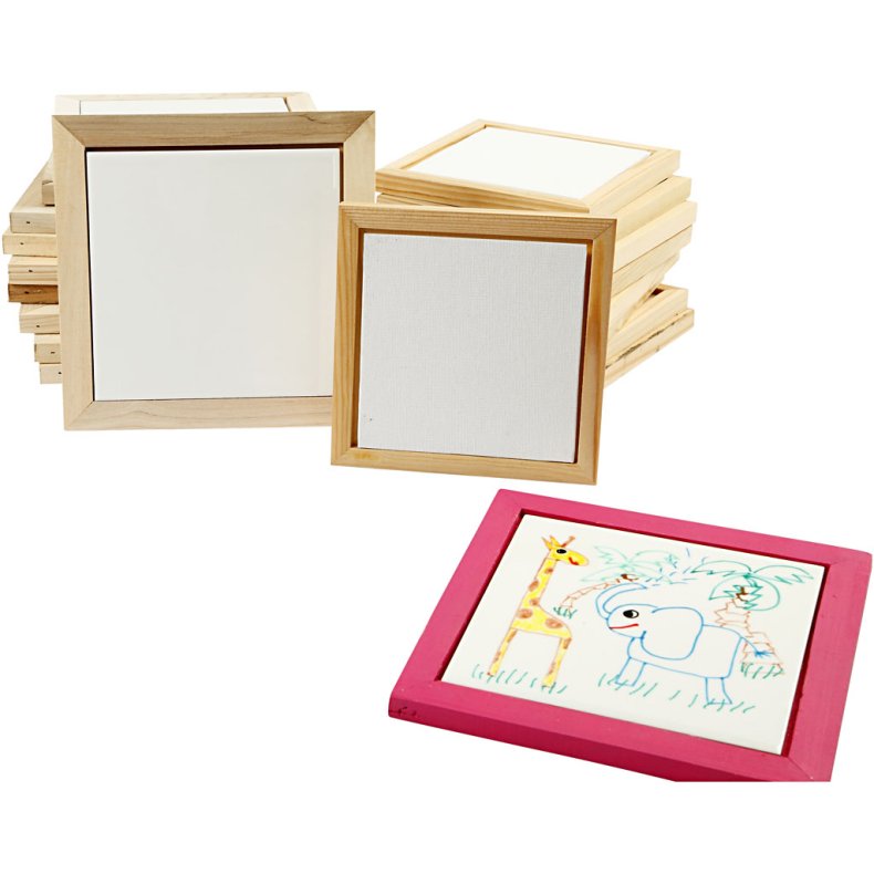 Bordsk&aring;ner med tr&aelig;ramme, str. 18,5x18,5x1,16 cm, 1 stk.