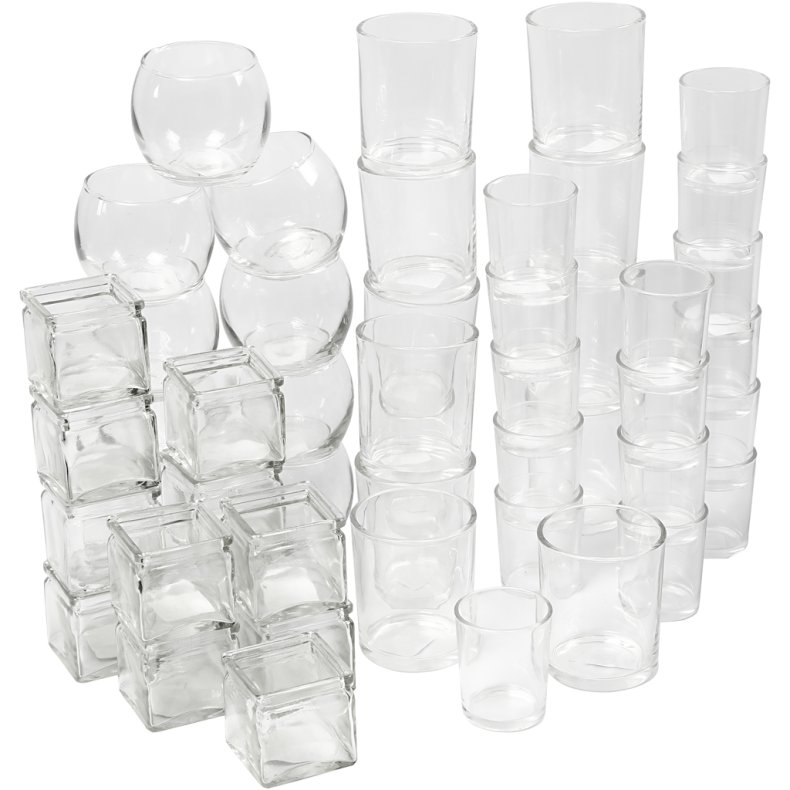 Fyrfadsstage, H: 5,3-8,4 cm, diam. 4,5-7,3 cm, Indhold kan variere, 72 stk./ 1 pk.