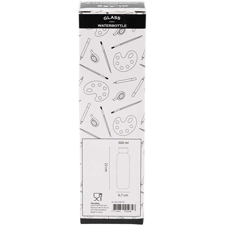 Vandflaske, H: 22 cm, diam. 6,7 cm, 500 ml, 1 stk.