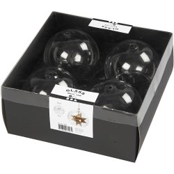 Kugleformet glasklokke, diam. 8 cm, hulstr. 5 cm, transparent, 4 stk./ 1 pk.