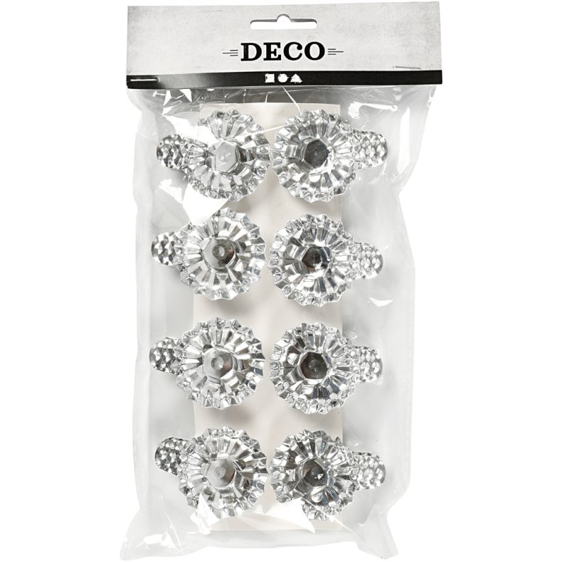 Lysclips, diam. 40 mm, fors&oslash;lvet, 8 stk./ 1 pk.