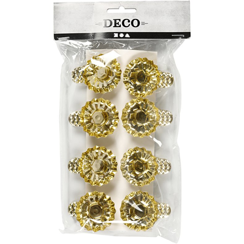 Lysclips, diam. 40 mm, forgyldt, 8 stk./ 1 pk.