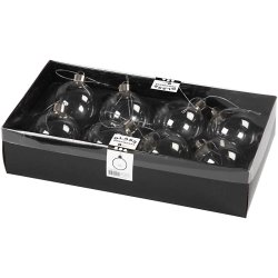 Glaskugle, H: 6,9 cm, diam. 5,9 cm, transparent, 8 stk./ 1 pk.