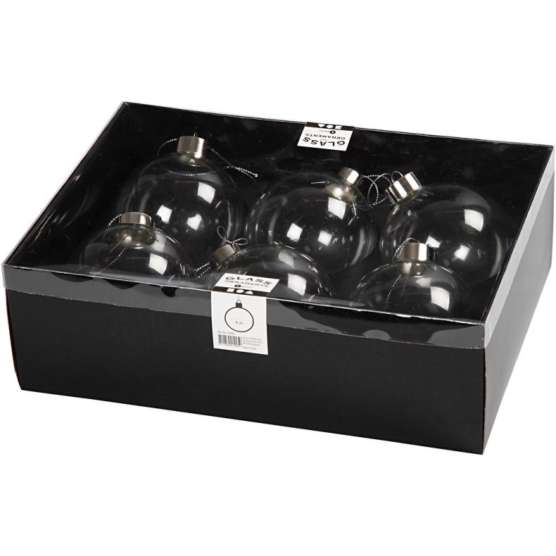 Glaskugle, H: 8,9 cm, diam. 7,9 cm, transparent, 6 stk./ 1 pk.