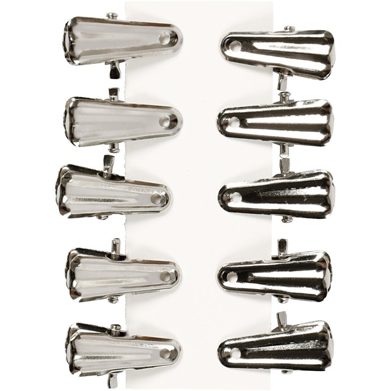 Dekorationsklemmer, L: 27 mm, B: 14 mm, s&oslash;lv, 10 stk./ 1 pk.