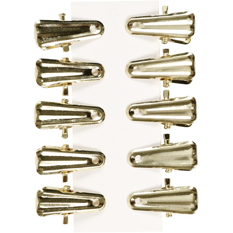 Dekorationsklemmer, L: 27 mm, B: 14 mm, guld, 10 stk./ 1 pk.