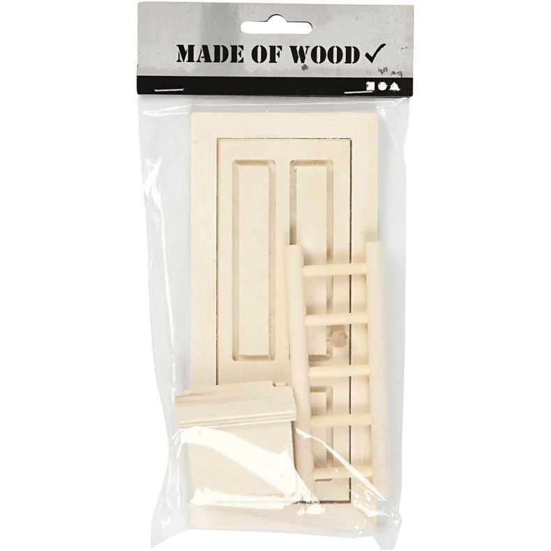 D&oslash;r, postkasse og stige, str. 8x18 cm, 1 s&aelig;t