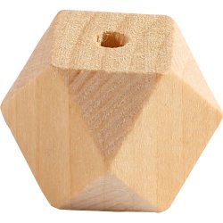 Facetslebet tr&aelig;perle, B: 20 mm, hulstr. 3 mm, 6 stk./ 1 pk.