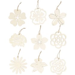 Tr&aelig;oph&aelig;ng, blomster, diam. 100 mm, tykkelse 3 mm, 90 stk./ 1 pk.