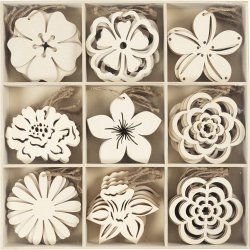 Tr&aelig;oph&aelig;ng, blomster, diam. 100 mm, tykkelse 3 mm, 90 stk./ 1 pk.