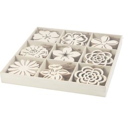 Tr&aelig;oph&aelig;ng, blomster, diam. 100 mm, tykkelse 3 mm, 90 stk./ 1 pk.