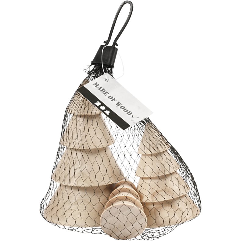 Juletr&aelig;er, H: 5+7,5+10 cm, diam. 3,5+5,4+6,7 cm, 3 stk./ 1 pk.