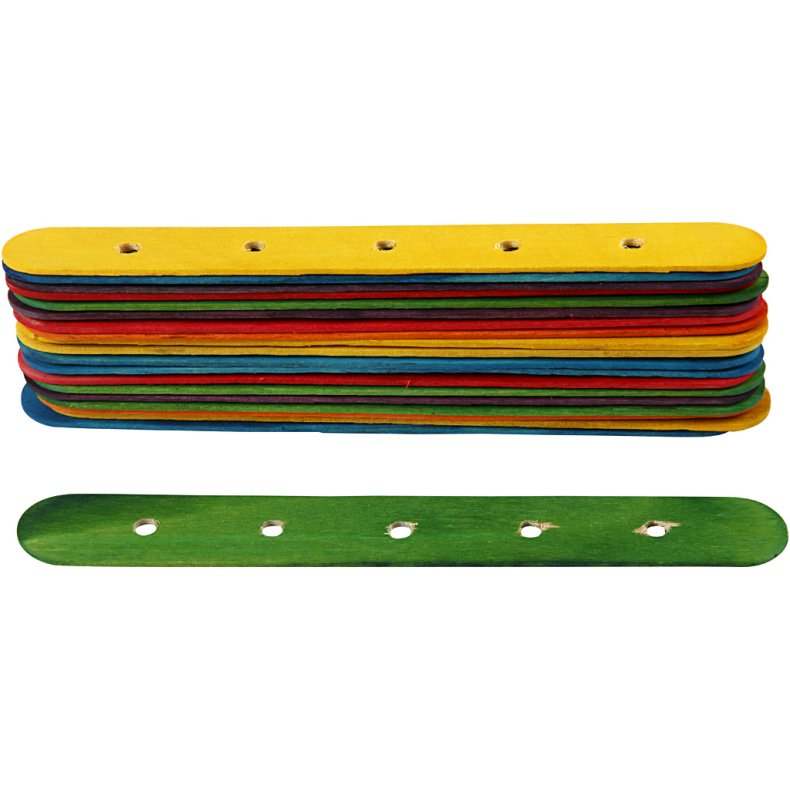 Konstruktionspinde, L: 15 cm, B: 1,8 cm, hulstr. 4 mm, ass. farver, 20 ass./ 1 pk.