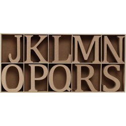 Bogstaver, tal og symboler af tr&aelig;, H: 13 cm, tykkelse 2 cm, 160 stk./ 1 pk.