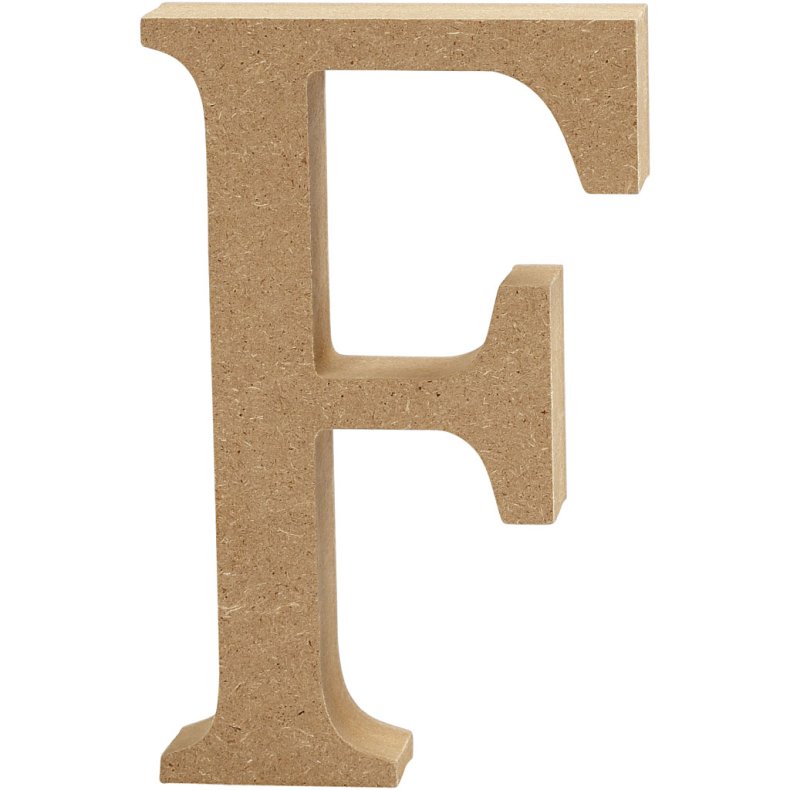 Bogstav, F, H: 8 cm, tykkelse 1,5 cm, 1 stk.