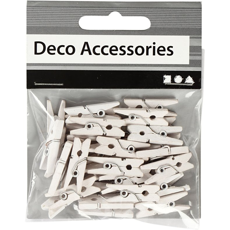 Minit&oslash;jklemme, L: 25 mm, B: 3 mm, hvid, 36 stk./ 1 pk.