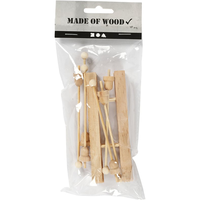 Ski med stave, str. 11x3,8 cm, 3 par/ 1 pk.