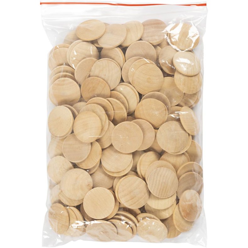 Tr&aelig;knap, diam. 30 mm, tykkelse 6 mm, 150 stk./ 1 pk.