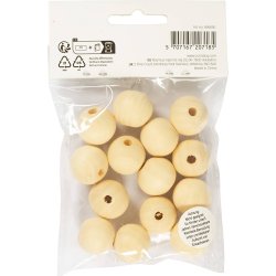 Tr&aelig;perle, diam. 20 mm, hulstr. 4 mm, 14 stk./ 1 pk.