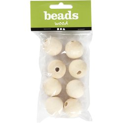 Tr&aelig;perle, diam. 25 mm, hulstr. 4,5 mm, 8 stk./ 1 pk.