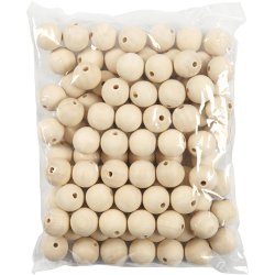 Tr&aelig;perle, diam. 25 mm, hulstr. 4,5 mm, 100 stk./ 1 pk.