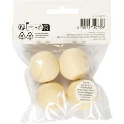 Tr&aelig;perle, diam. 30 mm, hulstr. 5 mm, 4 stk./ 1 pk.