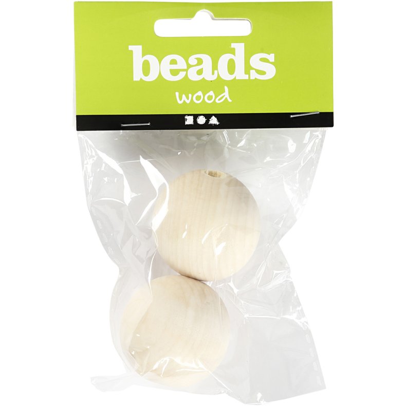 Tr&aelig;perle, diam. 35 mm, hulstr. 6 mm, 2 stk./ 1 pk.